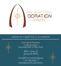 a flyer for the holy spirit donation chapel