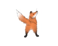 a drawing of a fox with its tail up