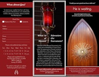 a brochure with a red door and a red light