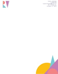 a letterhead with a colorful geometric design