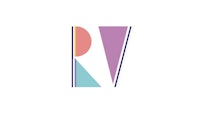 a colorful logo with the letter v