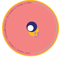 a pink disc with a yellow circle in the middle